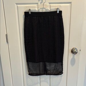 Ann Taylor Black Textured Pencil Skirt